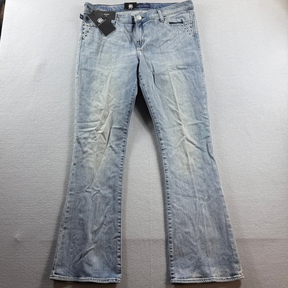 Rock & Republic Kasandra Jeans Women 16 Light Wash Studded‎ Bootcut